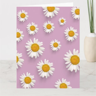 Fröhliches Daisy-Muster auf rosa Hintergrund Karte