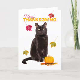 Fröhliches Dankeschön für Niedliche Schwarze Katze Feiertagskarte