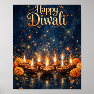 Fröhliches Diwali Leuchtende Diyas Festival Poster