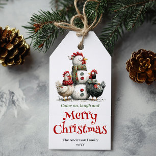 Fröhliches Eigenartiges Hühner Weihnachts-Tag Edit Geschenkanhänger