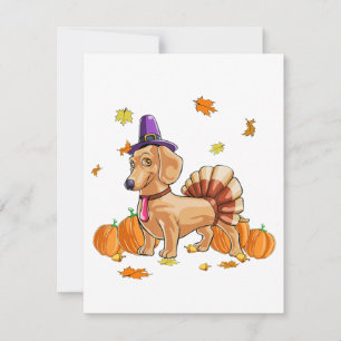 Fröhliches Erntedankfest Dachshund Truthahn Kostüm Einladung