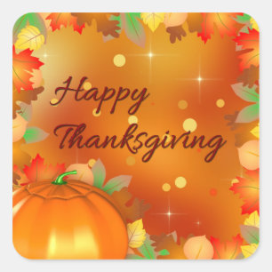 Fröhliches Erntedankfest farbenfrohe Herbstleaves Quadratischer Aufkleber