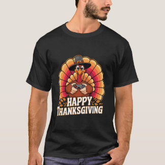 Fröhliches Erntedankfest Lustiger Gamer Truthahn F T-Shirt