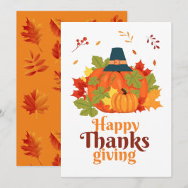 Fröhliches Erntedankpumpkin mit Hats und Blätter Einladung