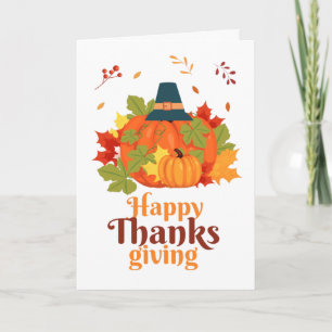 Fröhliches Erntedankpumpkin mit Hats und Blätter Einladung