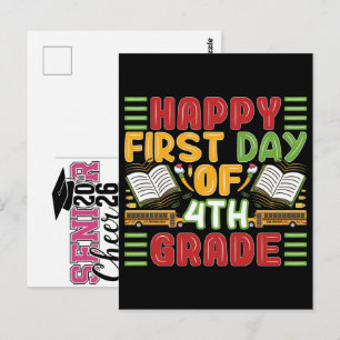 Fröhliches erstes Tag der 4. Klasse T-Shirt 2026-2 Postkarte