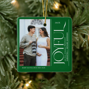 Fröhliches erstes Weihnachten Schwanger Foto Paar Keramikornament