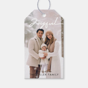 Fröhliches Familienfoto Moderne Typografie Geschen Geschenkanhänger