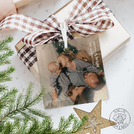 Fröhliches Familienfoto Ornament Aus Glas