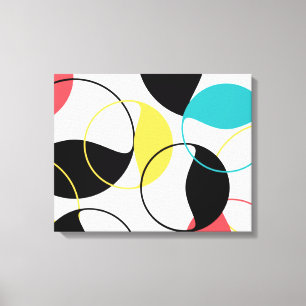 fröhliches, farbenfroh-trendy geometrisches Kreism Leinwanddruck