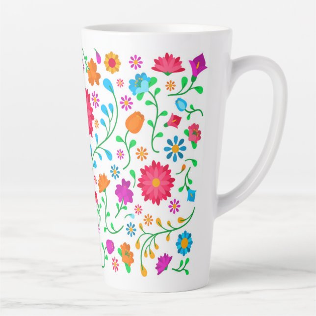 Fröhliches, farbenfrohes Volkskunstmuster  Milchtasse (Rechts)