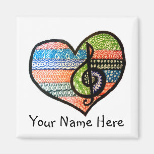 Fröhliches farbiges Rainbow Music Heart Magnet