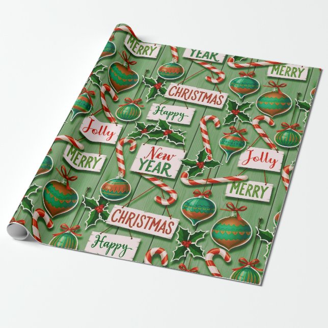 Fröhliches Ferienchaos Grün Geschenkpapier (Ungerollt)