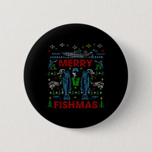 Fröhliches Fischweihnachten Lustiger Angel-Hässlic Button