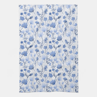 Fröhliches Flora-Küchentuch - Indigo Geschirrtuch