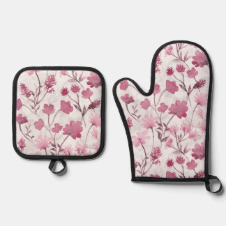 Fröhliches Flora-Ofenhandschuh- und Topflappen-Set Ofenhandschuh & Topflappen-Set