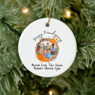 Fröhliches Friendsgiving Herbst-Kürbis-Feiertagsge Keramik Ornament