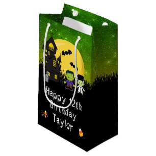 Fröhliches Geburtstags Halloween Monster Green Kleine Geschenktüte