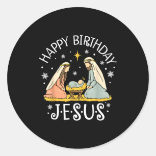 Fröhliches Geburtstags-Jesus hässlicher Weihnachts Runder Aufkleber