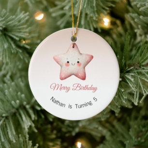 Fröhliches Geburtstags-Ornament, Weihnachts-Geburt Keramik Ornament