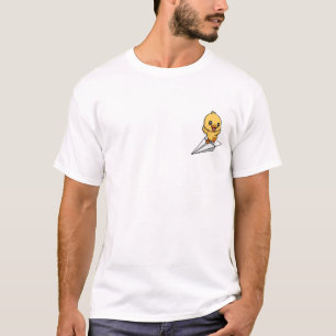 Fröhliches gelbes Entlein surft auf einem Papierfl T-Shirt