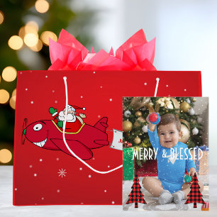 Fröhliches & Gesegnetes Foto,Schneeflocken & Weihn Feiertagspostkarte