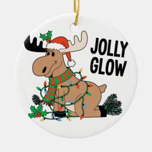 Fröhliches Glanz-Weihnachts-Rentier-Santa-Weihnach Keramik Ornament