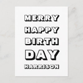 Fröhliches Glück Geburtstag individuelle Name Mode Postkarte