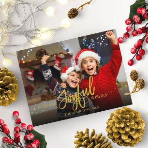 Fröhliches Gold Glitter-Foto Weihnachtsfeiertage Postkarte