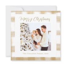 Fröhliches Goldenes Gingham Karo Familien-Weihnach