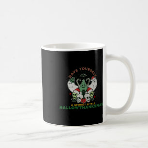 Fröhliches Gruseliges Dankhalloweenweihnachten Wei Kaffeetasse