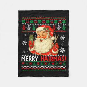 Fröhliches Hairmas-Weihnachtspulli Santa-Friseur Fleecedecke