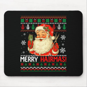 Fröhliches Hairmas-Weihnachtspullover Santa-Friseu Mousepad