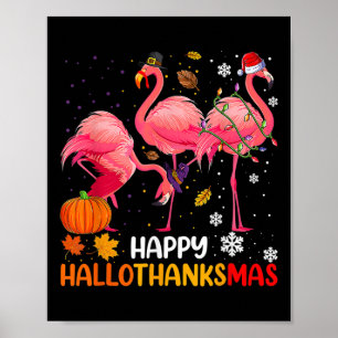 Fröhliches Hallothankmas Flamingo Poster