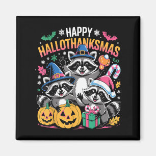 Fröhliches Hallothankmas Waschbär Halloween Frohe Magnet