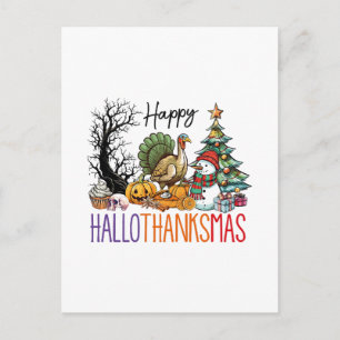 Fröhliches Hallothanksmas Clipart Postkarte