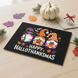 Fröhliches Hallothanksmas Gnome-Weihnachtsfest-Mas Feiertagspostkarte