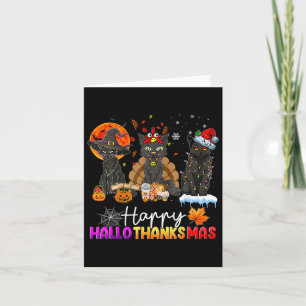 Fröhliches Hallothanksmas Schwarze Katze Halloween Karte