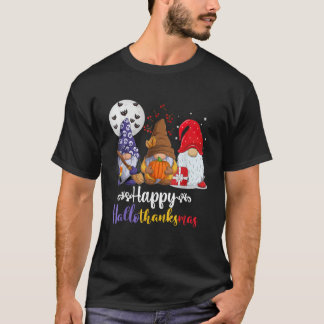 Fröhliches Hallothanksmas Süßer Gnom Kürbis Santa  T-Shirt
