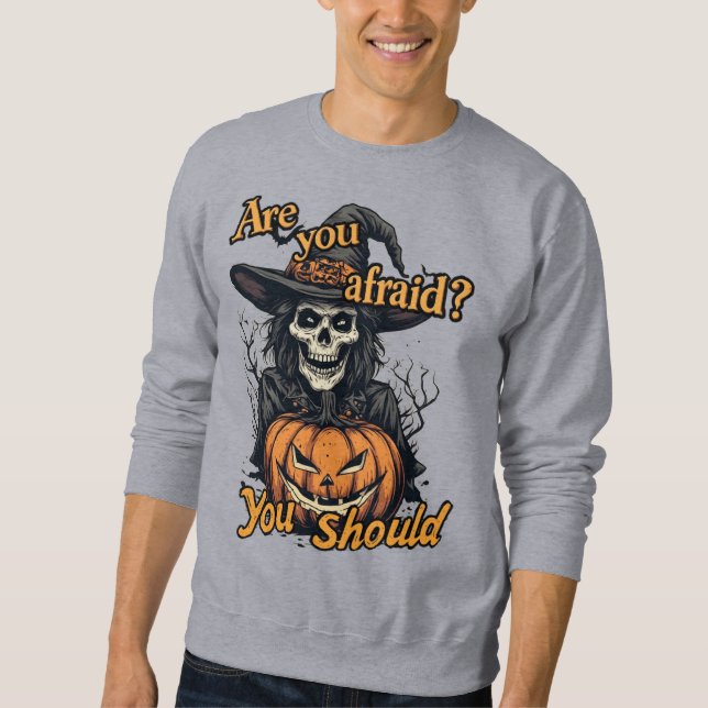 Fröhliches Halloween auf einem Grau Sweatshirt (Vorderseite)