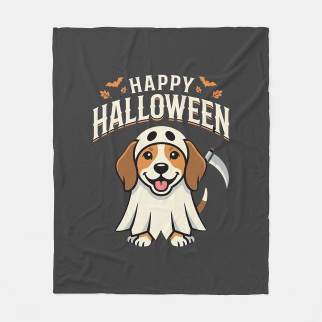 Fröhliches Halloween Beagle Hund Design_1 Fleecedecke (Vorderseite)