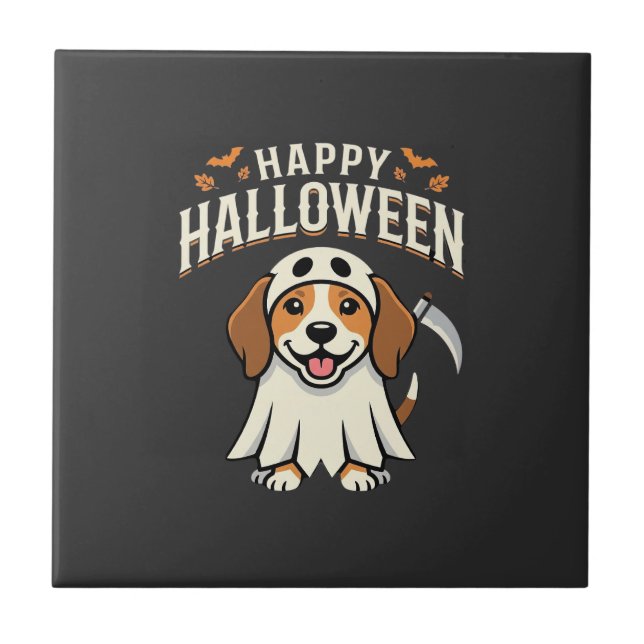 Fröhliches Halloween Beagle Hund Design_1 Fliese (Vorderseite)