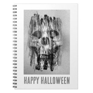 Fröhliches Halloween. Bedruckter Totenkopf Notizblock