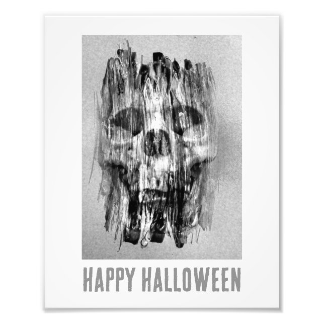 Fröhliches Halloween. Belasteter Schädel Fotodruck (Vorne)