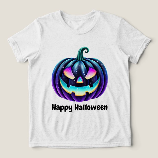 Fröhliches Halloween Black Jack o'Lantern  Tri-Blend Shirt (Design Vorderseite)