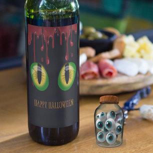 Fröhliches Halloween Blütengraues Monster Augen Weinetikett