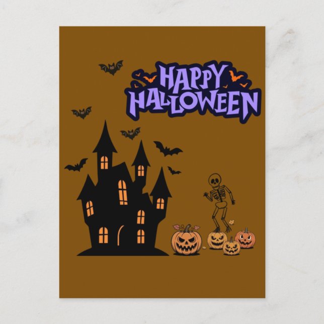 Fröhliches Halloween braun Postkarte (Vorderseite)