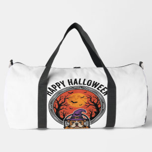 Fröhliches Halloween Bulldogge Hexe Kürbis Vintage Duffle Bag