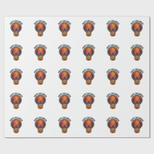 Fröhliches Halloween Bulldogge Hexe Kürbis Vintage Geschenkpapier