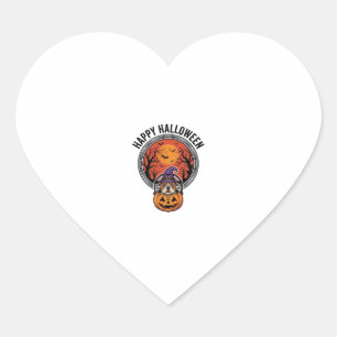 Fröhliches Halloween Bulldogge Hexe Kürbis Vintage Herz-Aufkleber